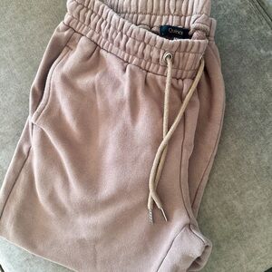 Quince Organic Heavyweight Fleece Boyfriend Jogger Sweatpants Beige Mauve XS